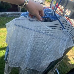 White Lace Short Sleeve Top